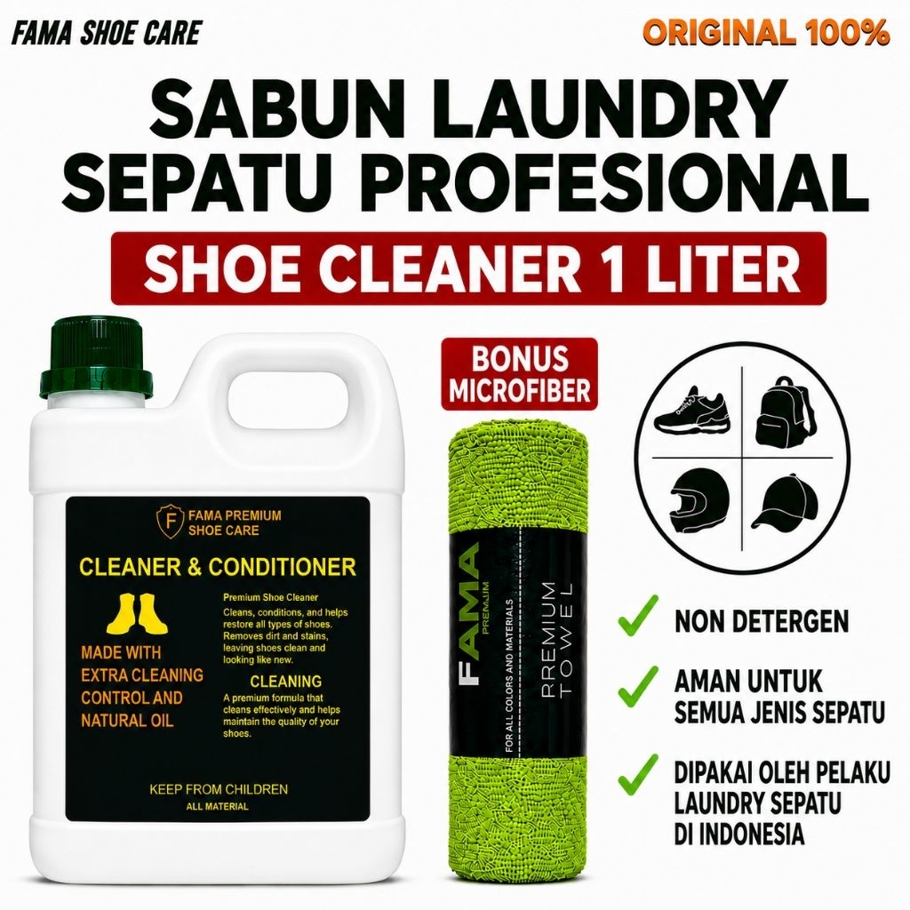 FAMA-Shoe Cleaner 1Liter-pembersih sepatu-sabun sepatu-Fama Shoes Cleaner-Fama Shoe Cleaner