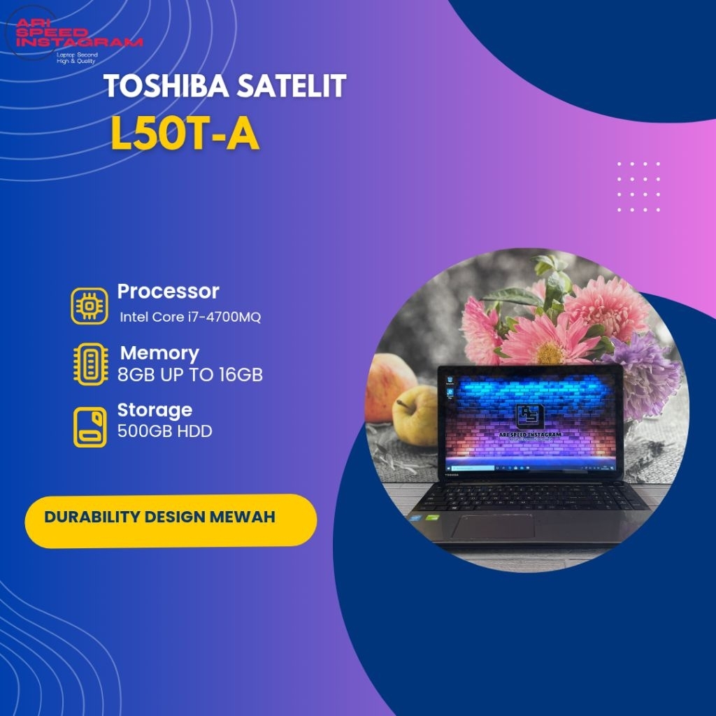 TOSHIBA SATELIT L50T-A INTEL CORE I7-4700MQ / 16GB RAM / 1TB HDD / HD / NVIDIA GEFORCE GT 470M