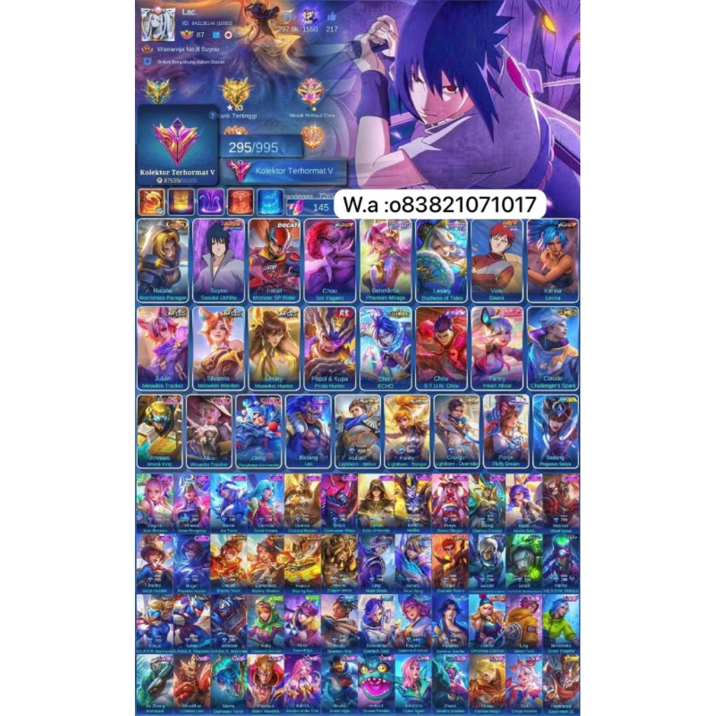 jual akun ml sultan asli mumer
