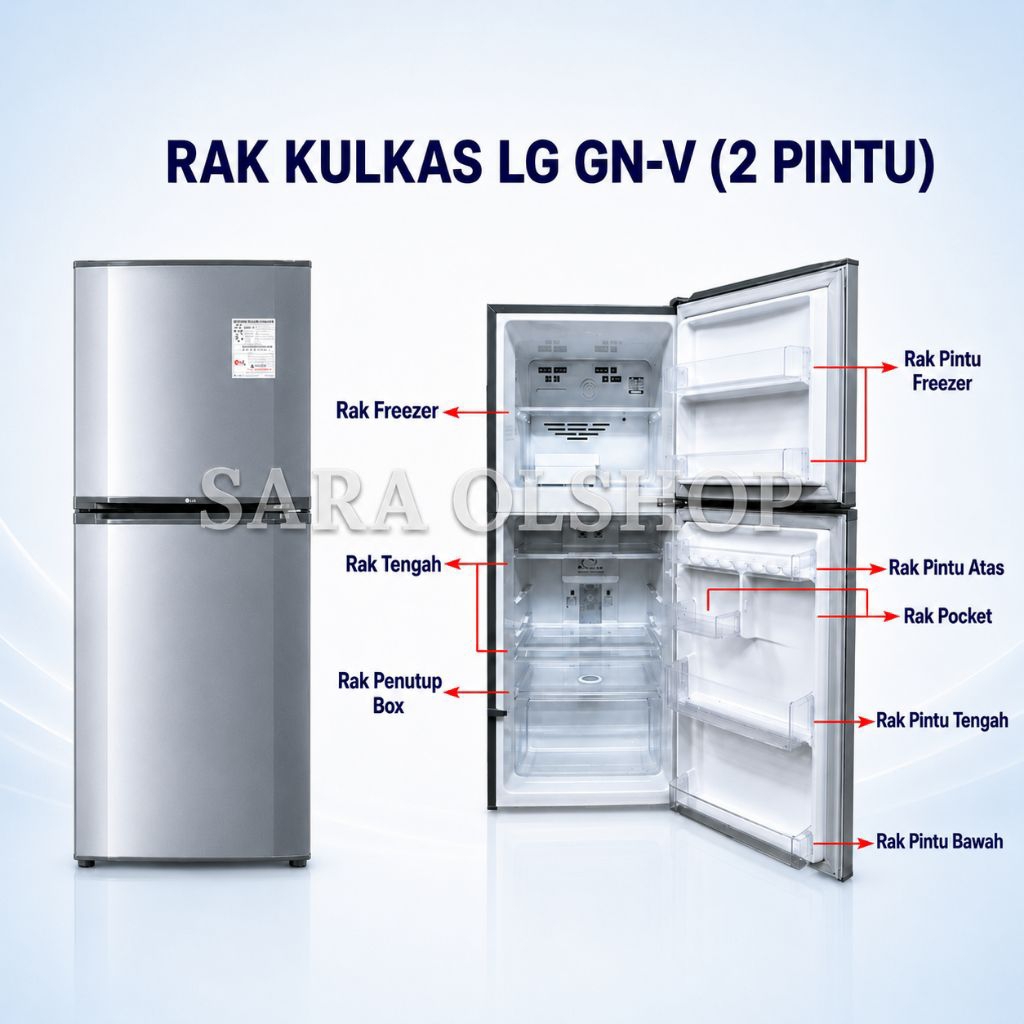 Rak kulkas LG GNV 212 SLT CUSTOM Rak lemari es LG 2 pintu seri GNV