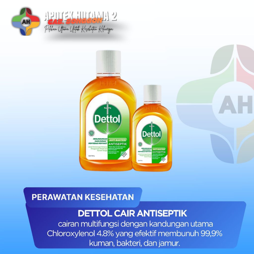 Dettol Antiseptik Cair - Membunuh 99,99% Kuman, Aman untuk Bayi, Desinfektan Serbaguna ~ Apotek Huta