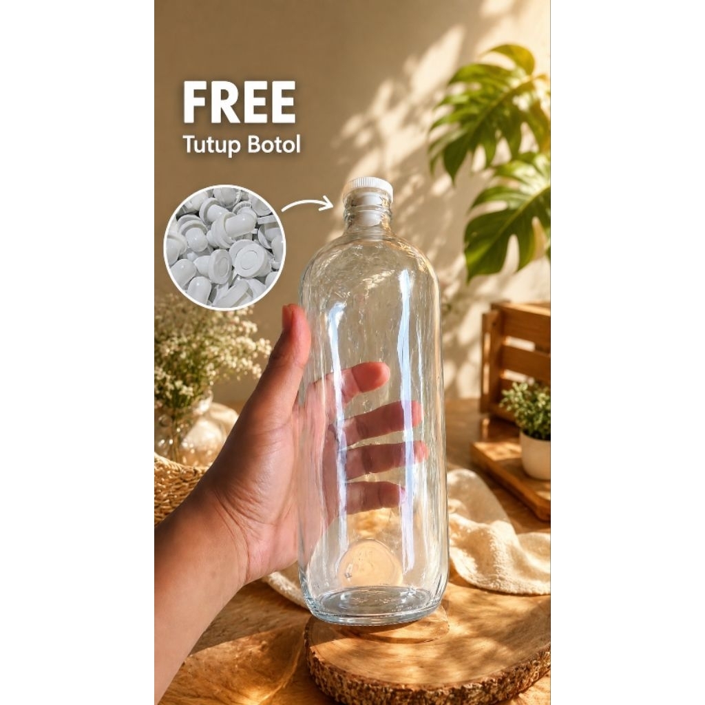botol kaca bensin/botol jamu 1000ml/1L