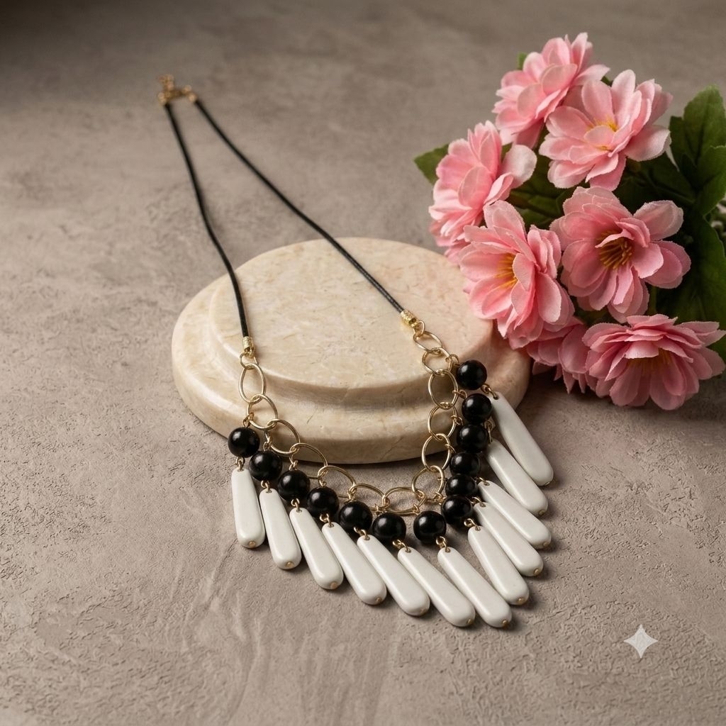kalung putih panjang Aksesoris kalung cantik unik kekinian