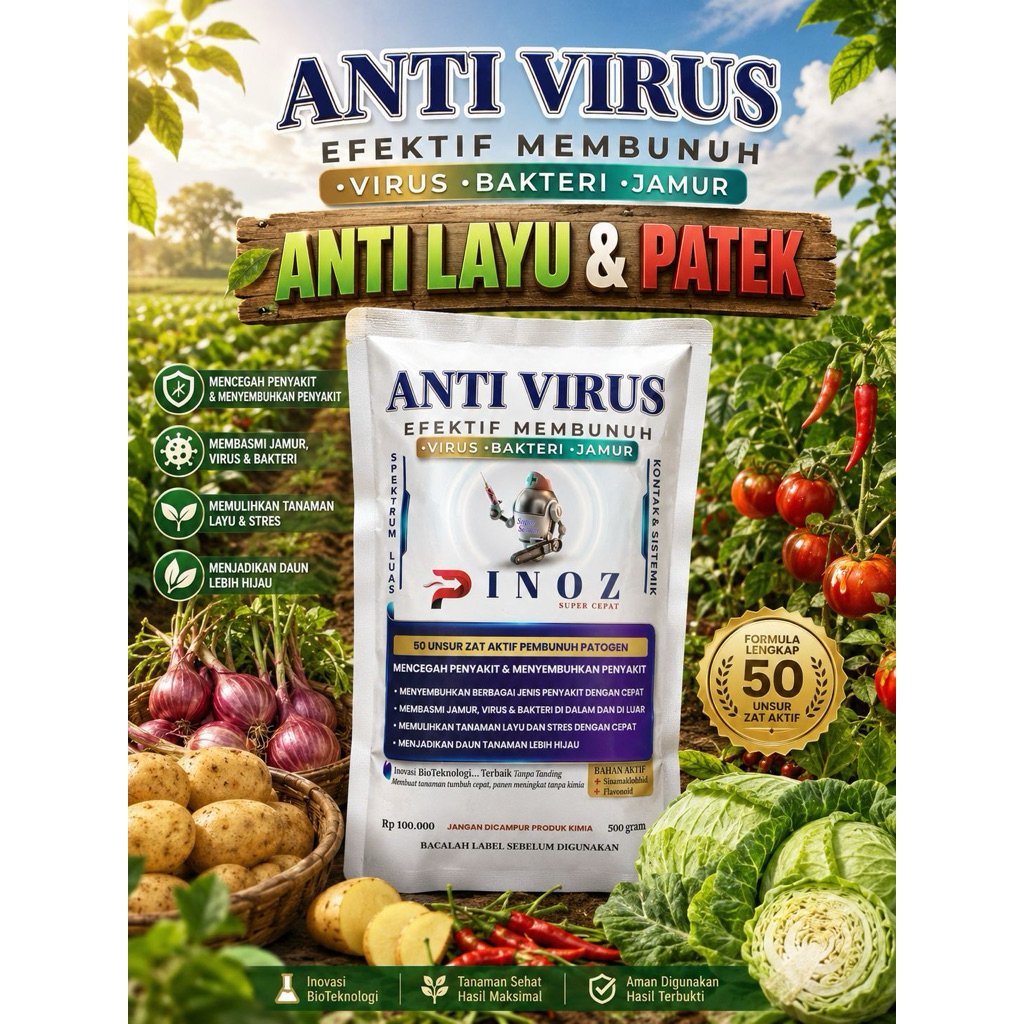 PINOZ PUPUK ANTI VIRUS EFEKTIF MEMBUNUH VIRUS DAN BAKTERI TANAMAN