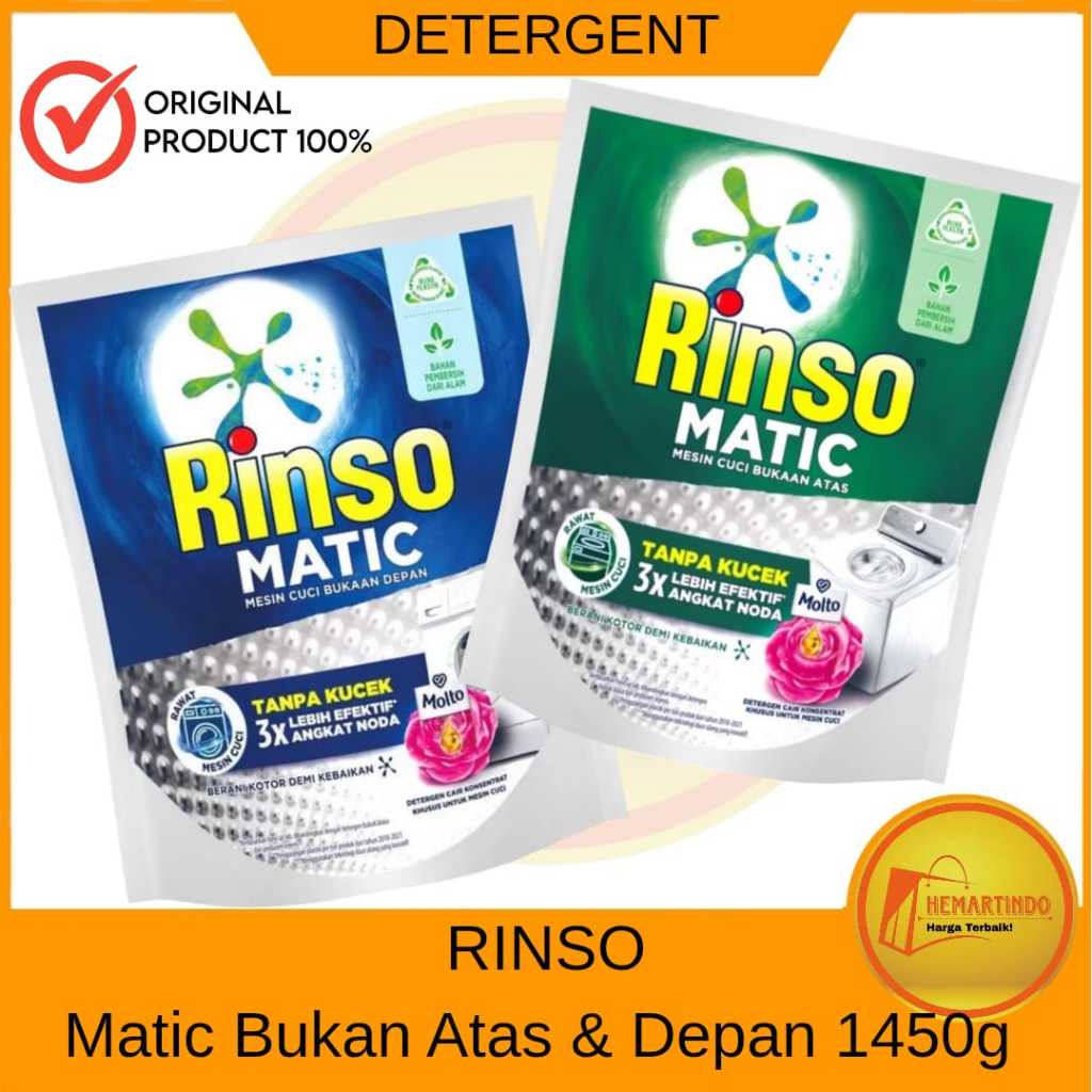 Rinso Matic Deterjen Cair Bukaan Atas Bukaan Depan 1.45 L