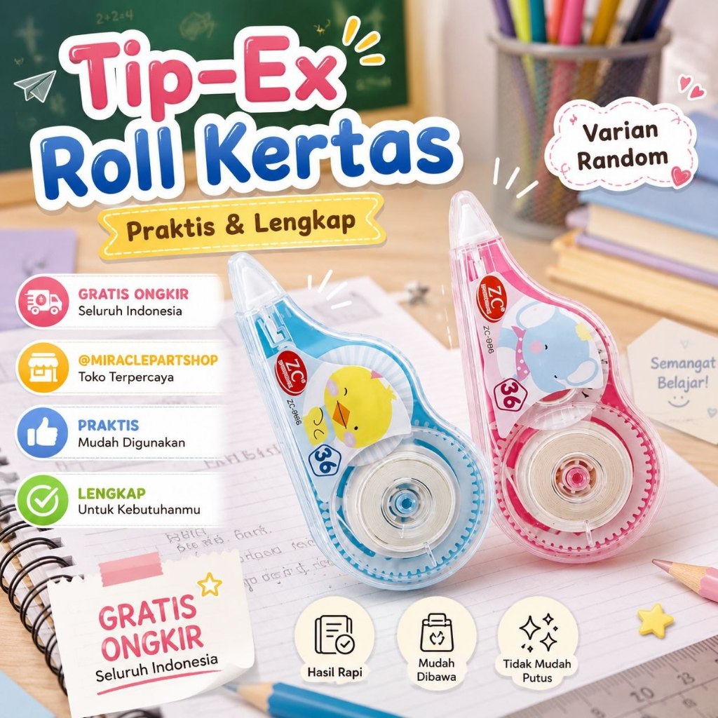 Tip-Ex Roll Correction / Penghapus Tipex Besar / Tip Ex Kertas / Tipex Kertas / Tipe X Roll