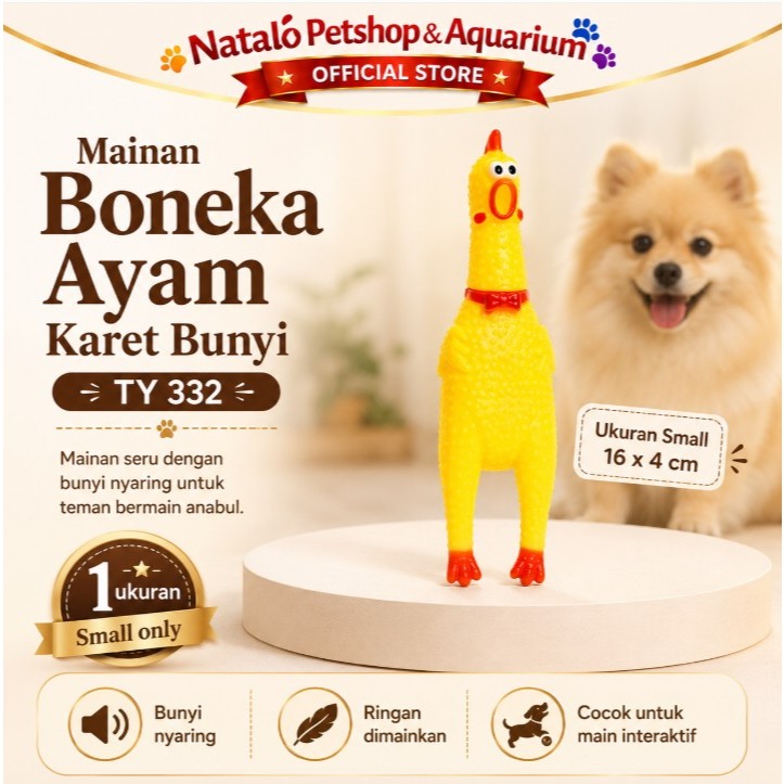 Mainan Boneka Ayam Karet Bunyi Small TY 332 - Interactive Pet Toy for Cat Dog Main Hewan Peliharaan 