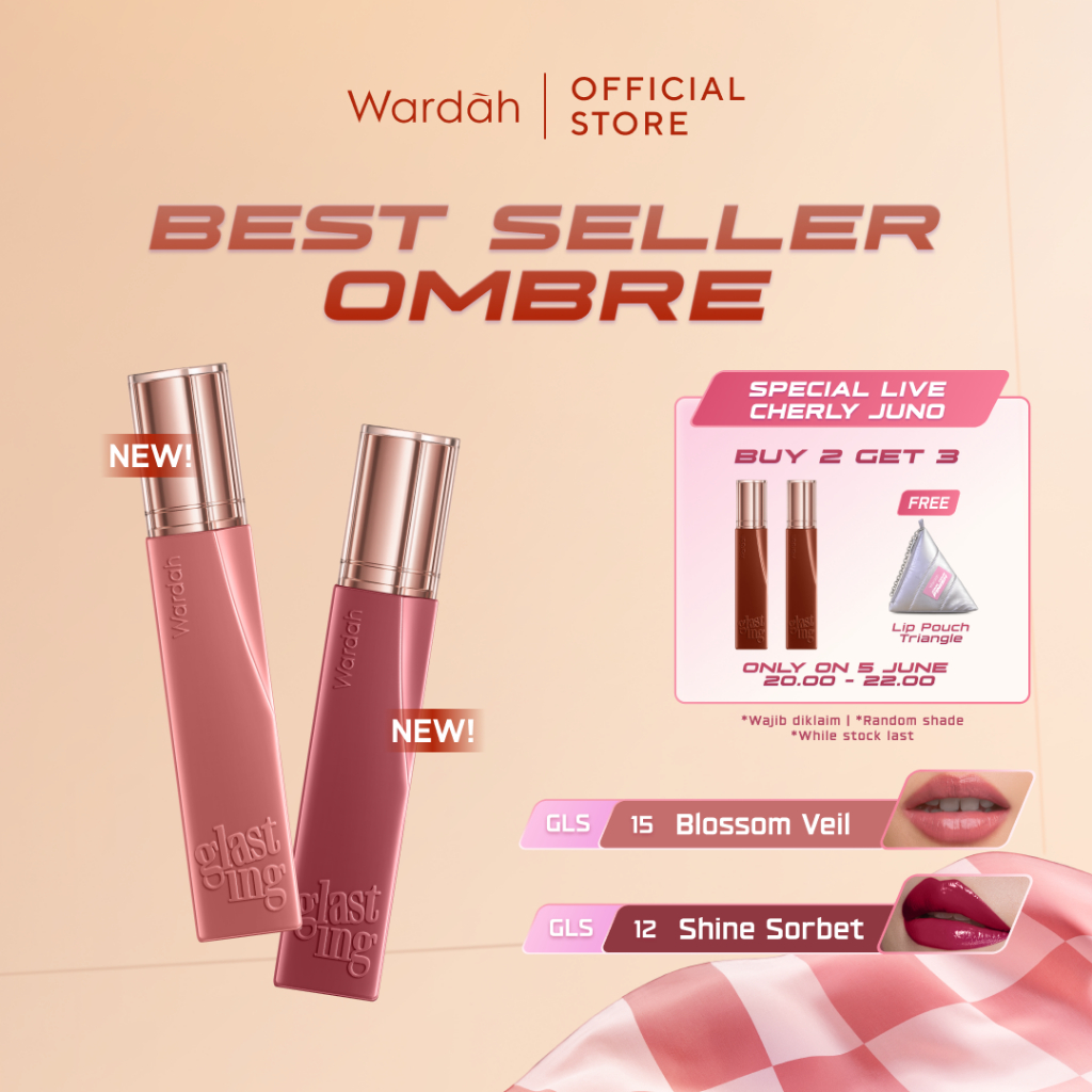WARDAH Ombre Glasting Liquid Lip + Matte Lip Cream -Lip-Stain-Lipgloss-Lipstik-Lip Matte-Lipcream-Li