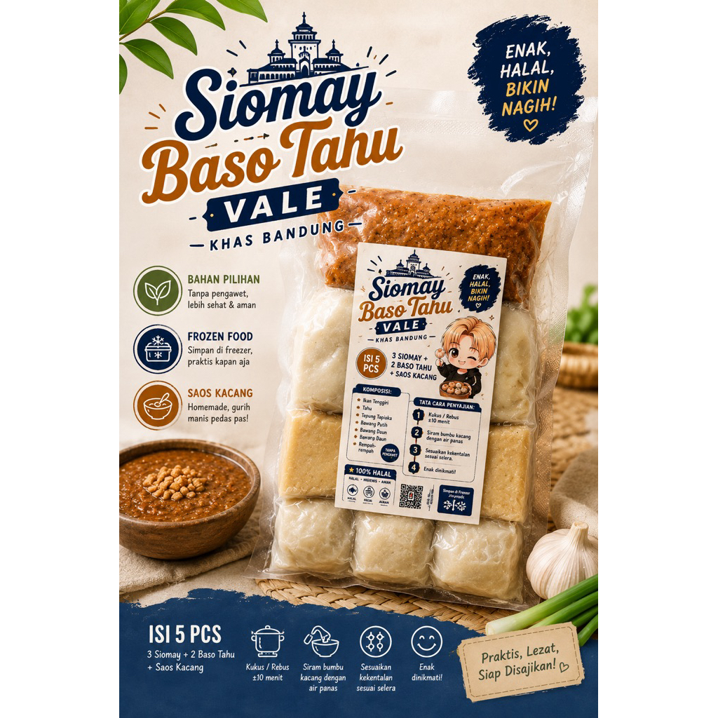 Siomay Baso Tahu Vale Khas BANDUNG (Frozen Vacum) OVAL VALE FANBOY