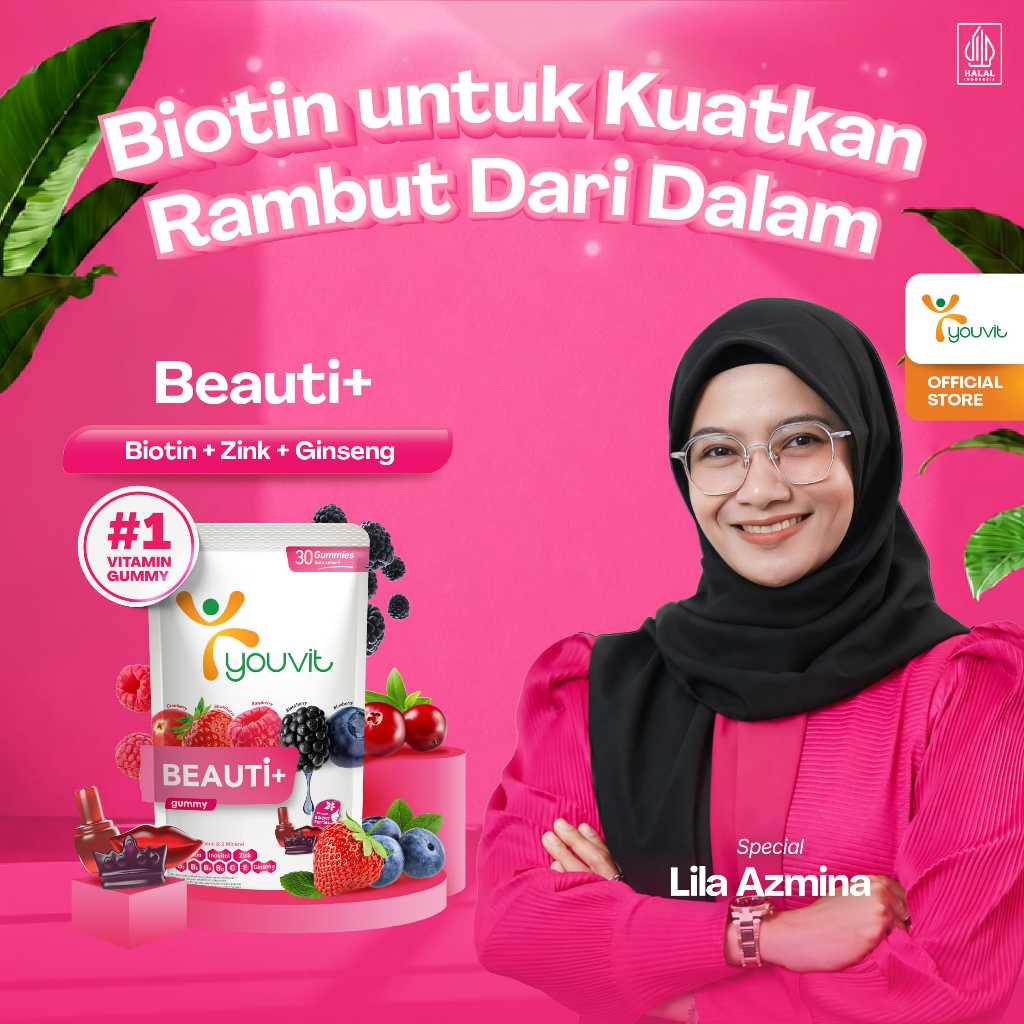 [Exclusive Lila Azmina] Youvit Beauti+, Multivitamin Dewasa, Collagen, Acno 30 Hari