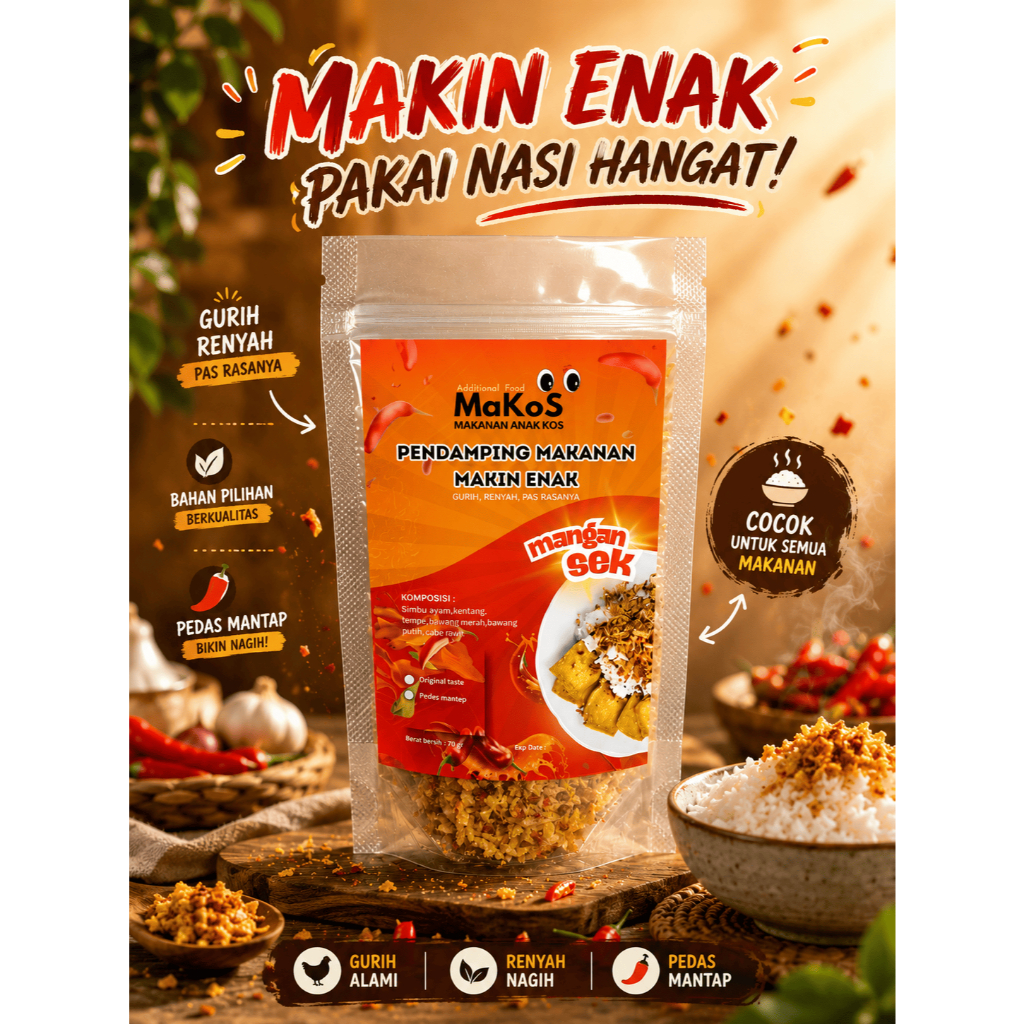 makanan anak kos (makos ) tempe kering,laksa goreng dan bumbu lainnya