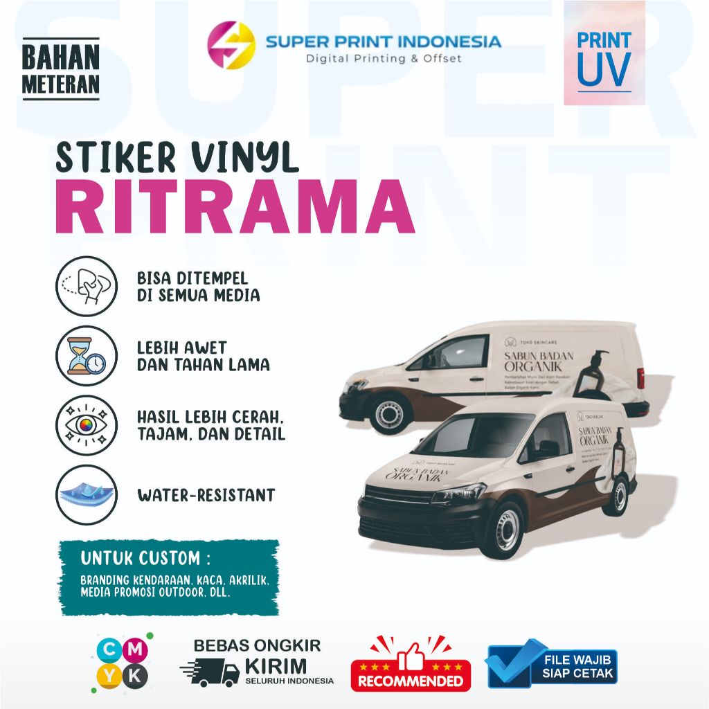 Cetak Stiker Ritrama Meteran / Anti Air / Print Uv High Quality