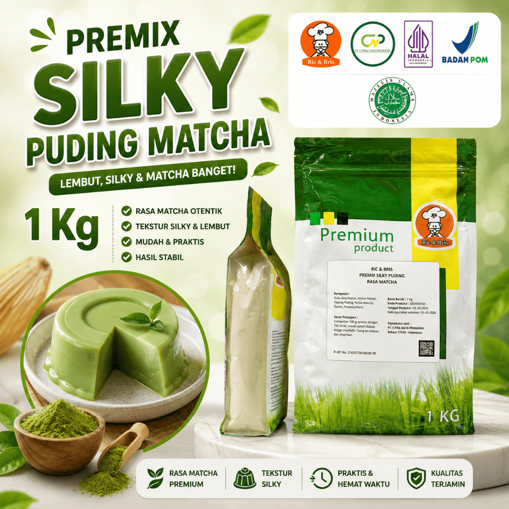 R&B Premix Pudding Matcha / Tepung Puding Matcha / Silky Pudding Matcha / Premix Pudding Green Tea
