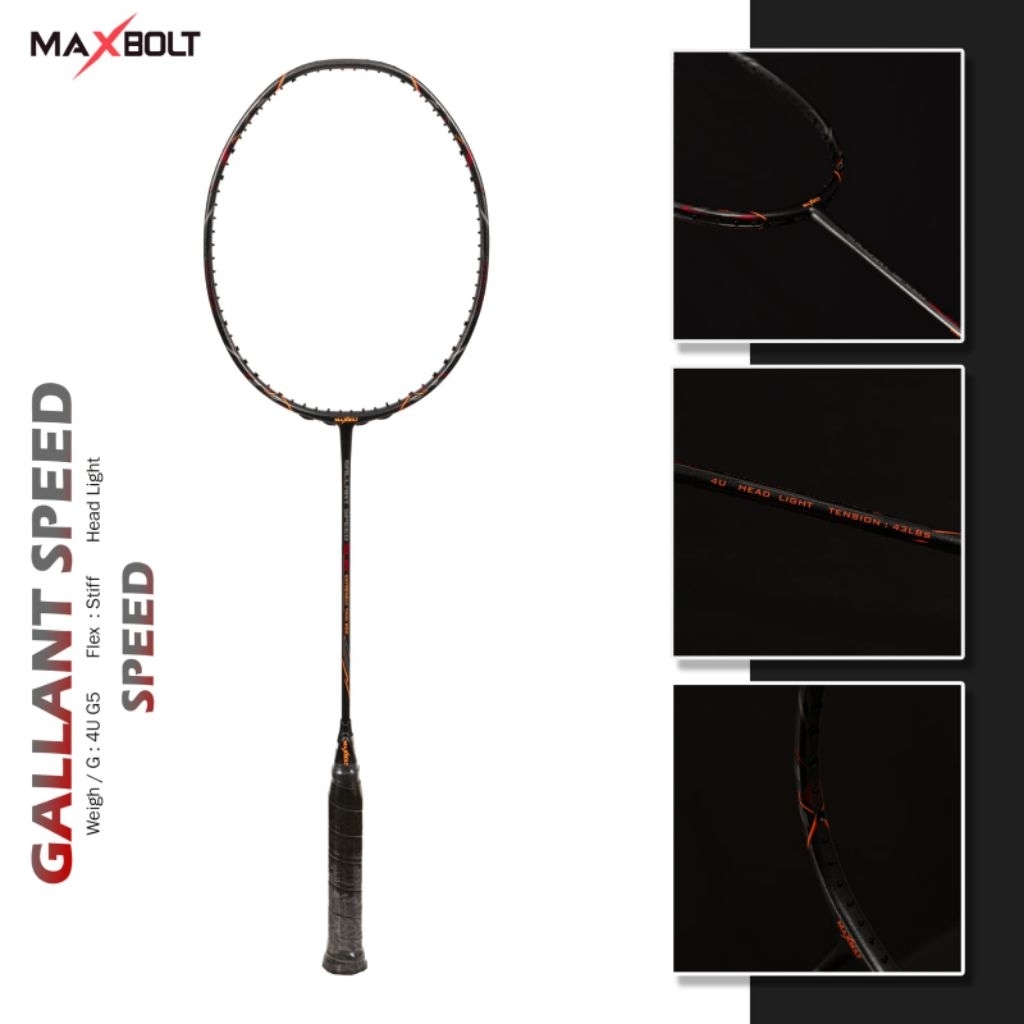 Raket Badminton MAXBOLT GALLANT SPEED SLIM / Raket Bulutangkis Gallant Speed Slim Maxbolt Original