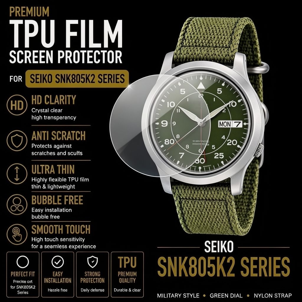 Anti Gores Seiko Field SNK809 SNK805 SNK807 Screen Protector Pelindung Layar Kaca Jam Tangan