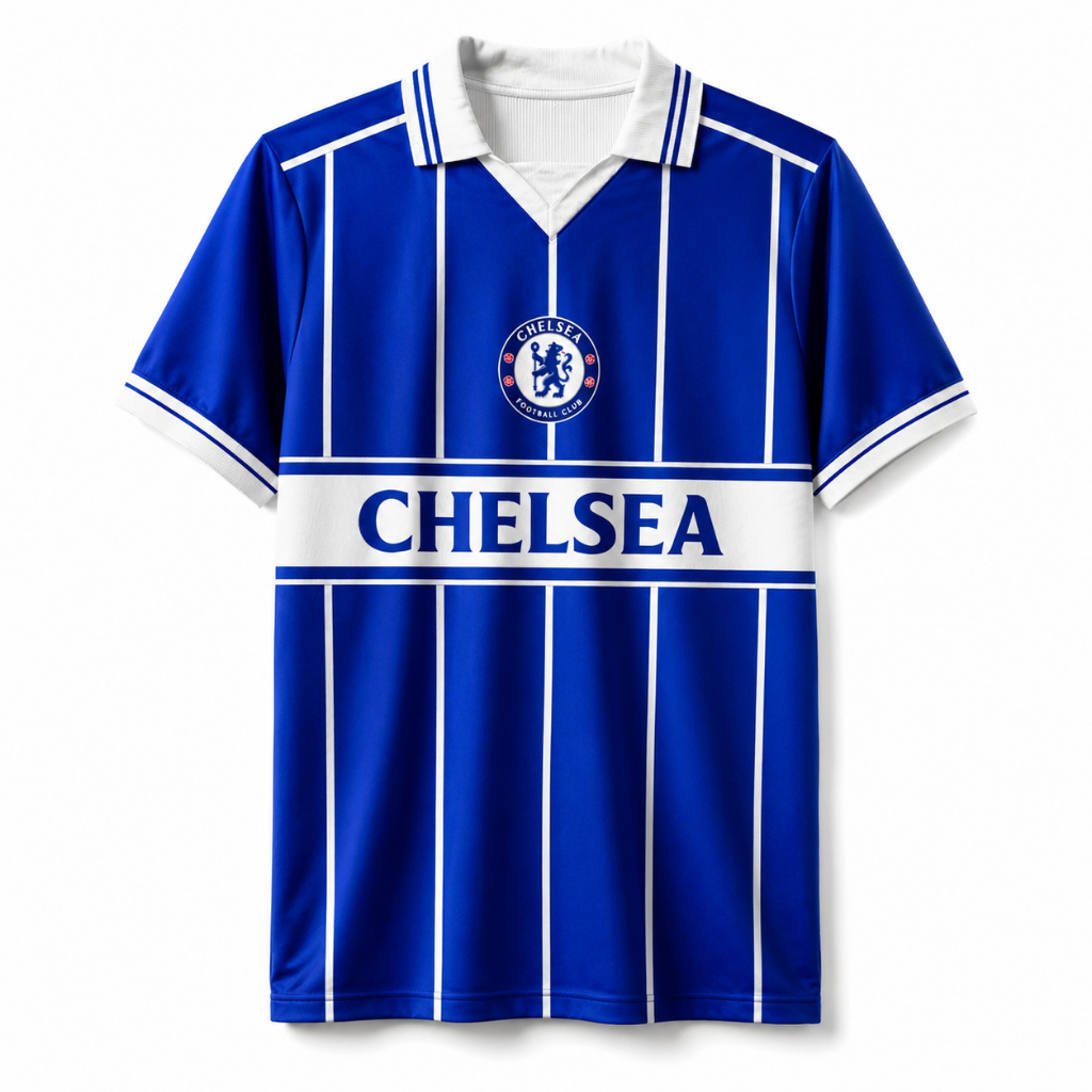 Jersey Chelsea Retro Pinstripe - Kaos Bola Klasik Vintage Pria BENGHAR-102