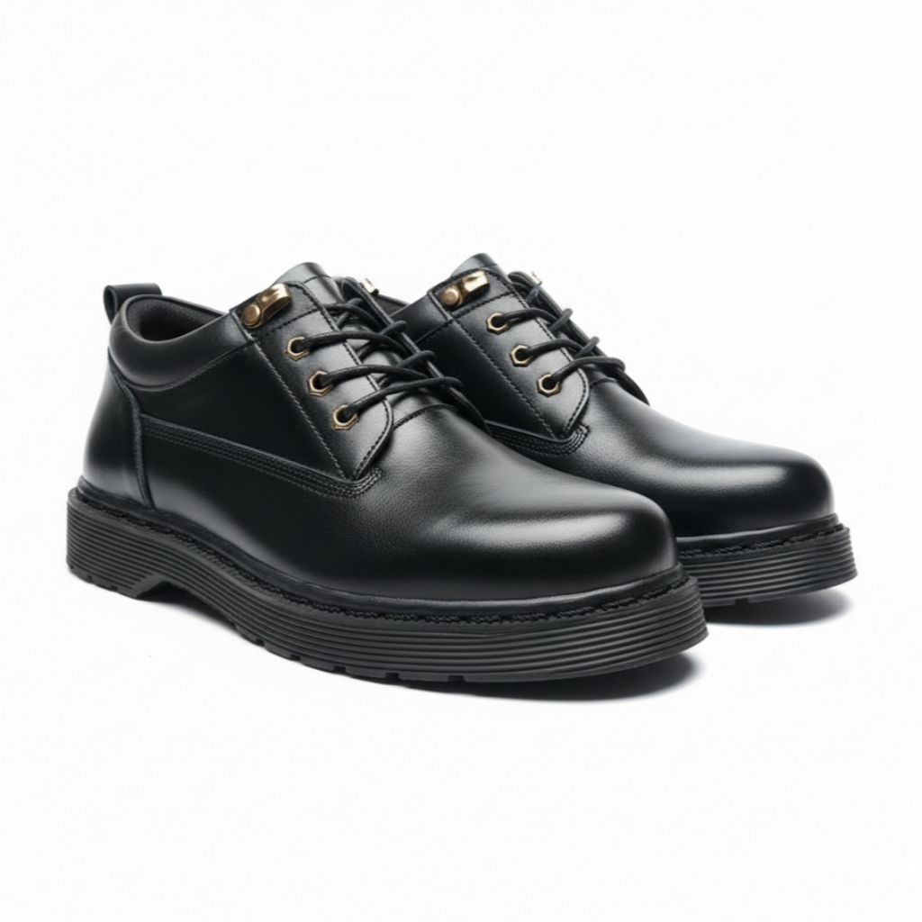 SYNKRO BUANA HITAM - Sepatu Kulit Formal Full Hitam Sepatu Kerja