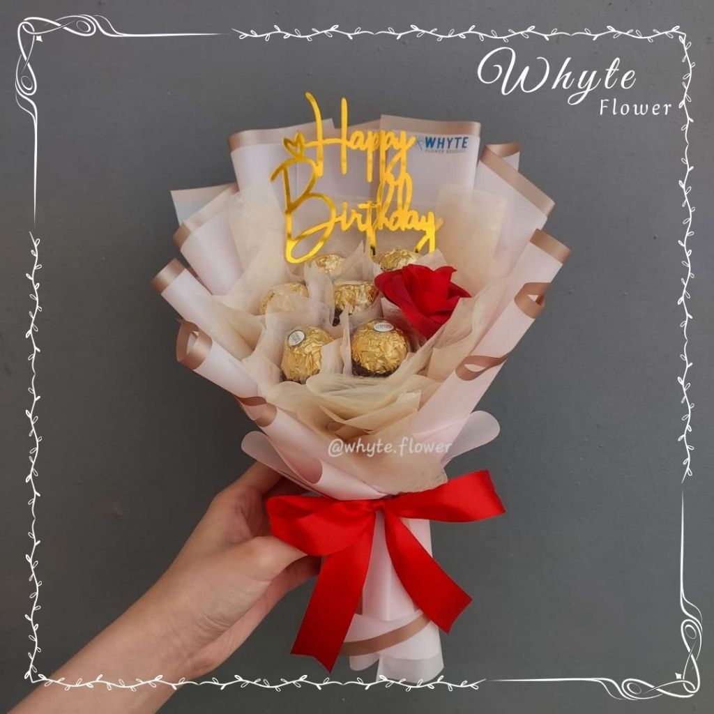 Buket Ulang Tahun Coklat Ferrero Rocher | Hadiah Ulang Tahun Simple | Happy Birthday Ferero Bouquet 