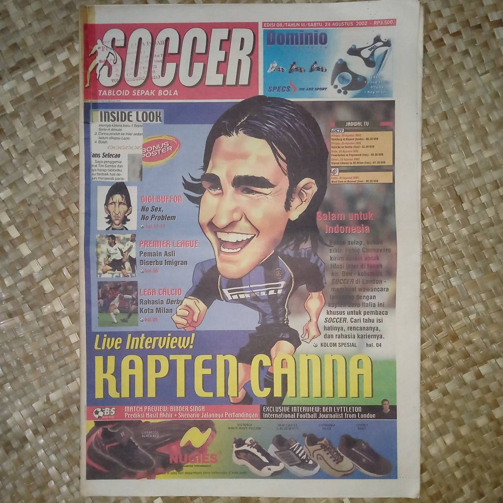 Tabloid Soccer Edisi No. 8 _ 24 Agustus 2002 Cover Fabio Cannavaro