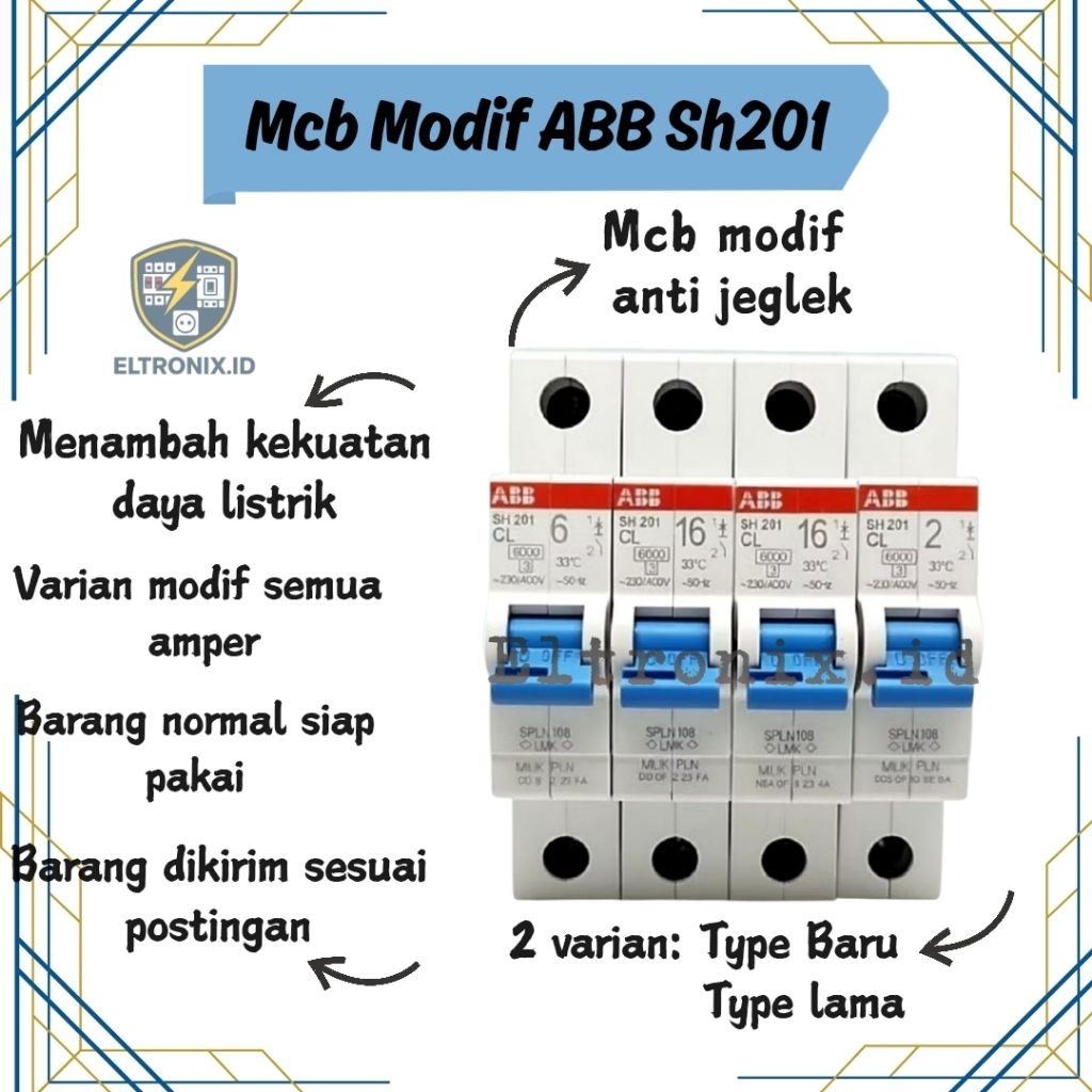 Mcb modif 1phase mcb modif abb sh201 mcb modif anti jeglek siap kirim