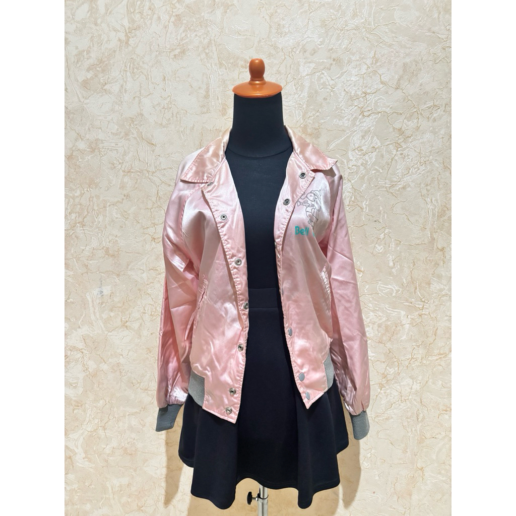 vintage 80s bomber baseball jacket pink satin bomber jacket