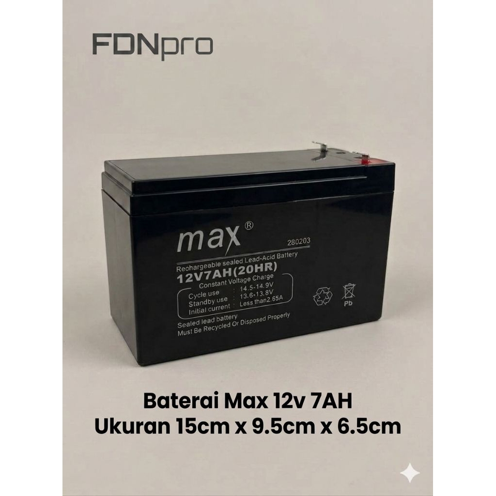 Baterai Aki Kering Max 12V 7AH / Battery Max 12 Volt 7 Ampere Original Aki 12 volt