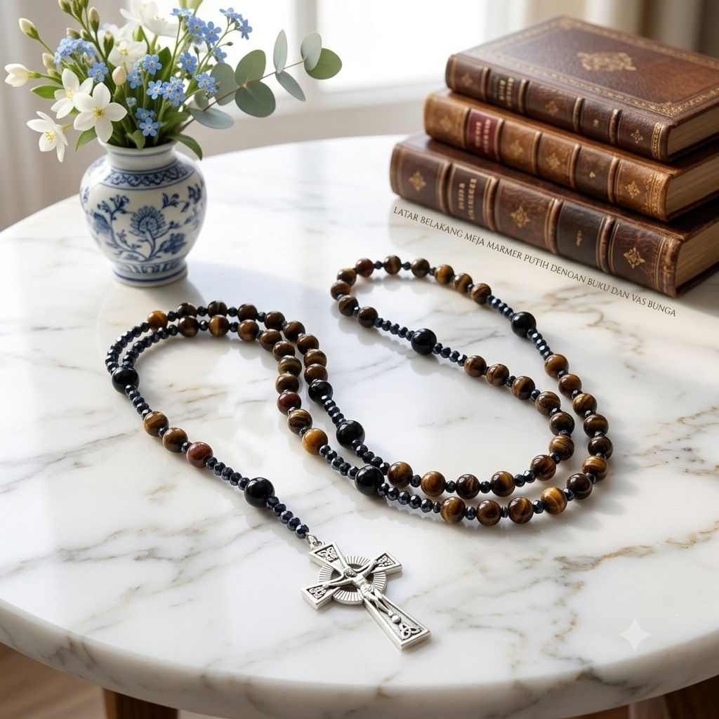 rosario tiger eye beads batu alam premium tiger eyes bead kalung rosario