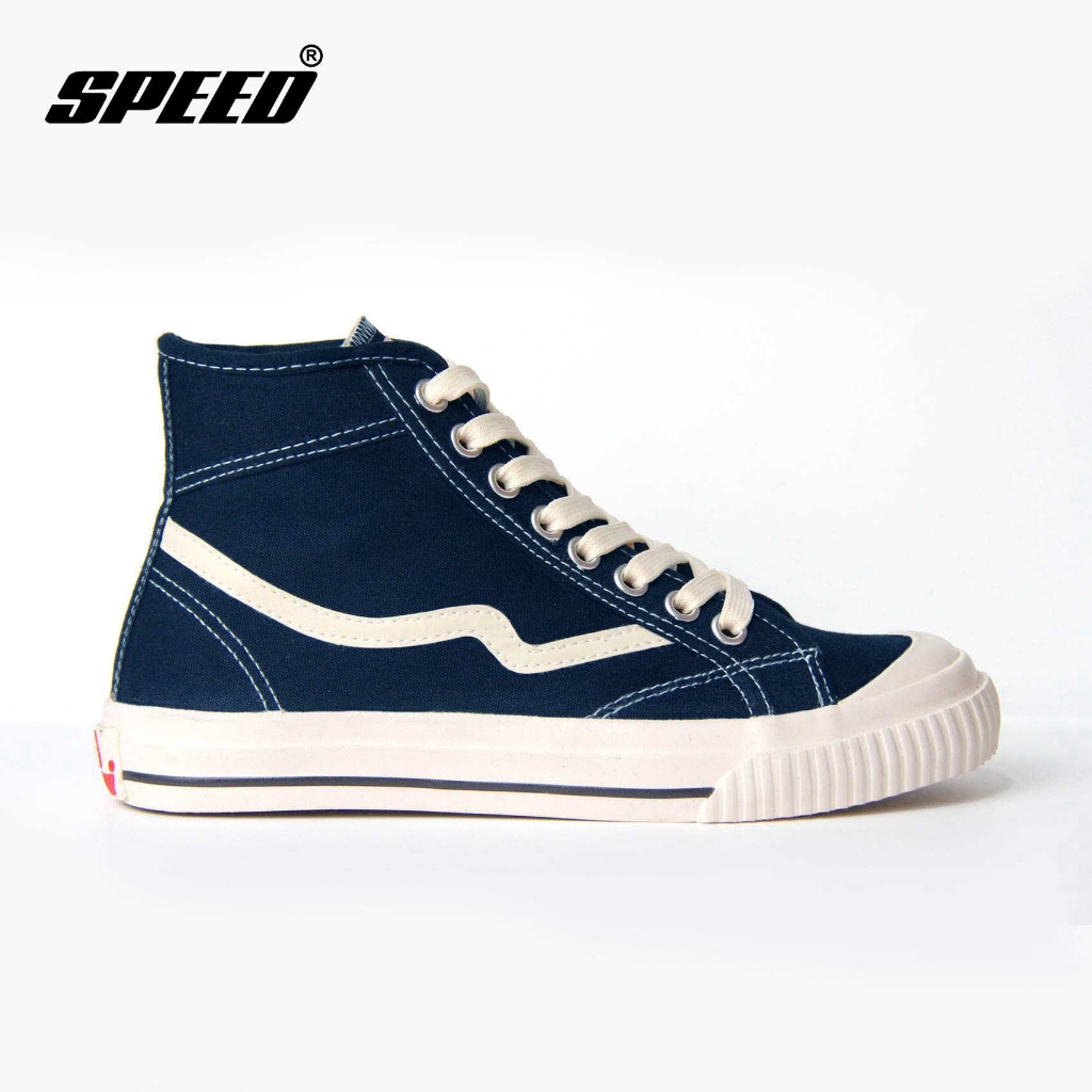 Speed - Vintage HI 02  Navy - Sepatu Sneakers Casual Pria wanita 37-40 Clear Sale