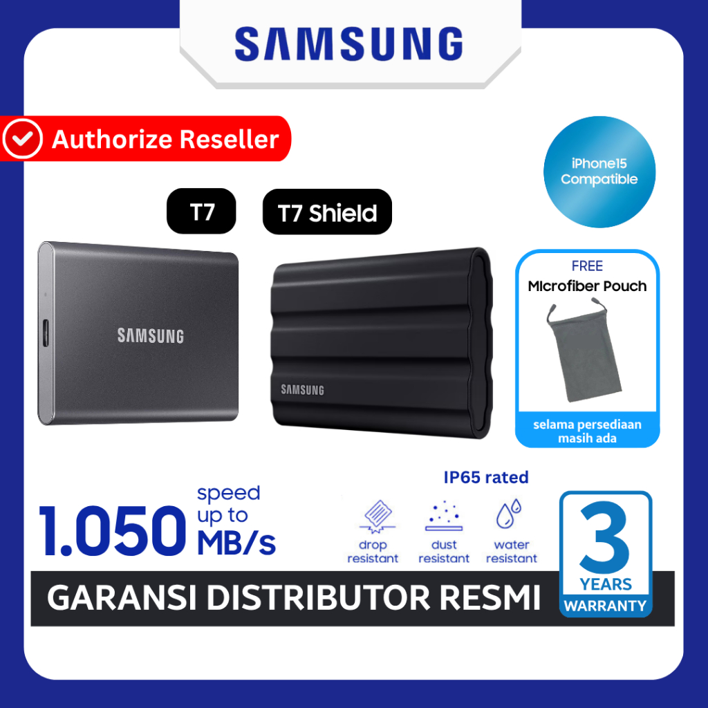 Samsung SSD T7 / T7 SHIELD Portable SSD 1TB / 2TB / 4TB SSD External Eksternal Samsung WD SANDISK - 