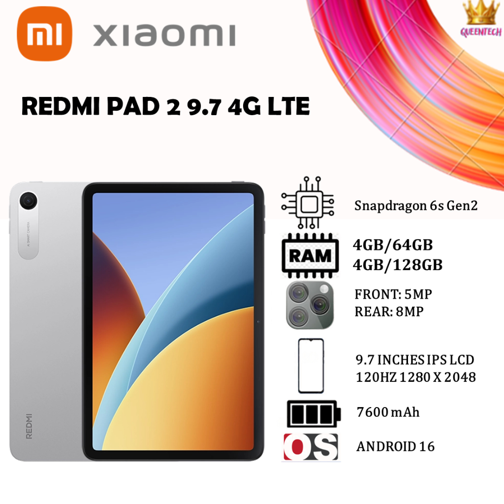Tablet Android REDMI PAD 2 9.7 4G LTE 4GB/128GB [BNIB] [GARANSI RESMI]