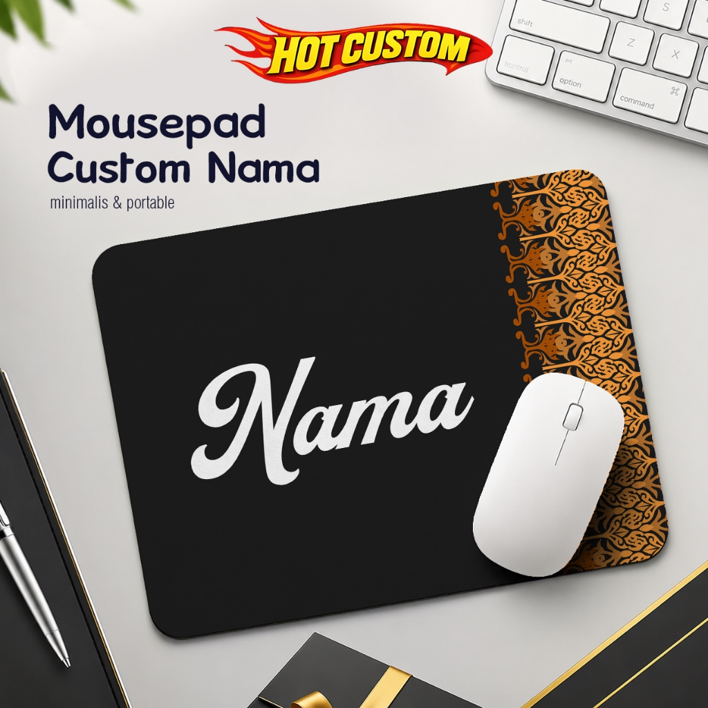 Mousepad Custom Nama Tulisan Mouse Pad Laptop - Java Batik Brown