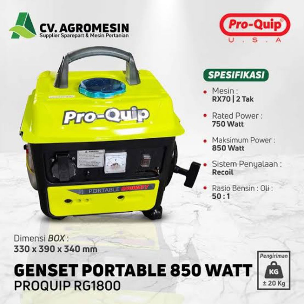 GENSET MINI PRO-QUIP 850WATT PORTABEL