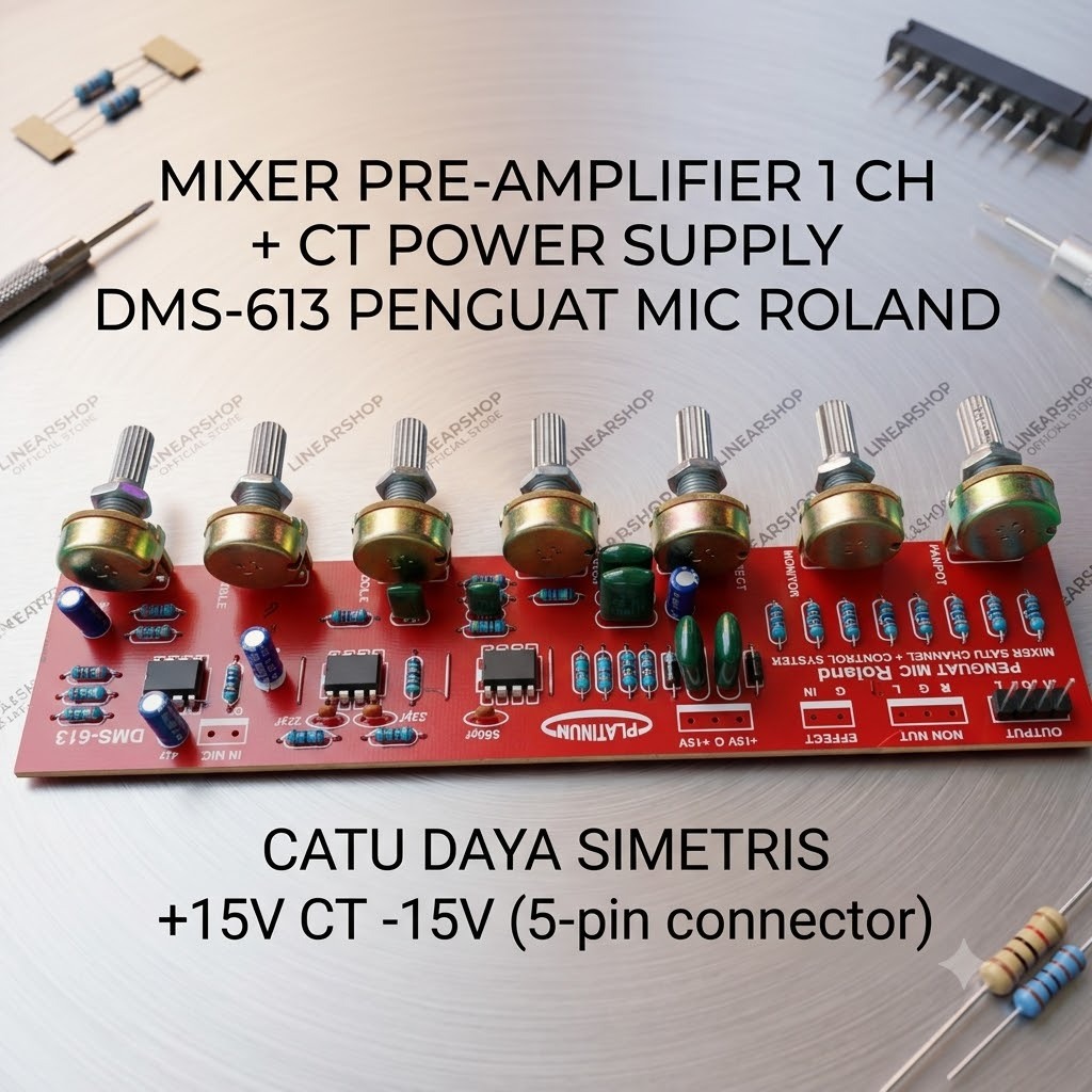 LINEAR Modul Mixer DMS-613 1 Channel Preamp Mic Control System Bass Middle Treble Gain