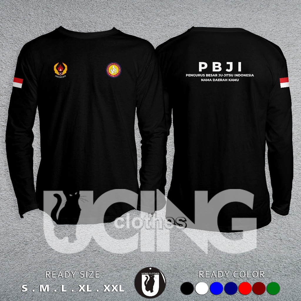 Kaos Baju PBJI Pengurus Besar Ju-Jitsu Indonesia KONI Gratis Nama Daerah Kamu Lengan Panjang Kaos Di