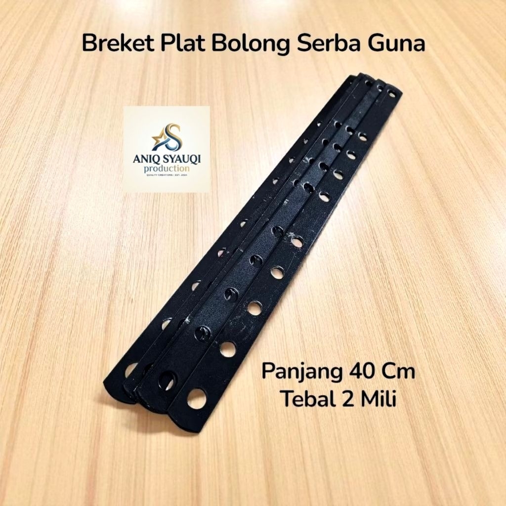 bracket plat lubang tebal hitam serbaguna universal/bracket knalpot/plat penyambung ambalan papan