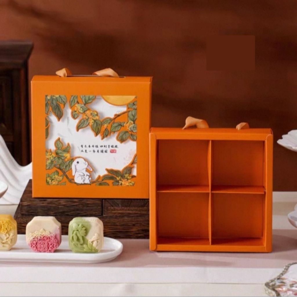 Kotak Mooncake Sekat 4 | Kotak Kue Bulan 50gr - 75gr | Box Mooncake 50gr - 75gr | Mooncake Box