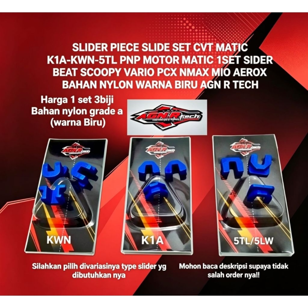 SLIDER PIECE SLIDE SET CVT MATIC K1A-KWN-5TL PNP MOTOR MATIC 1SET SIDER BEAT SCOOPY VARIO PCX NMAX M