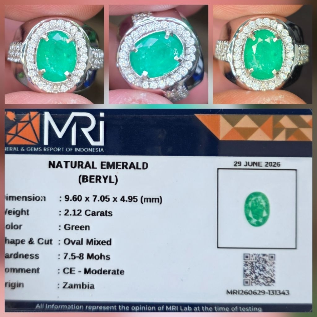 Batu Zamrud Green Emerald Zambia Memo 2.12 crt