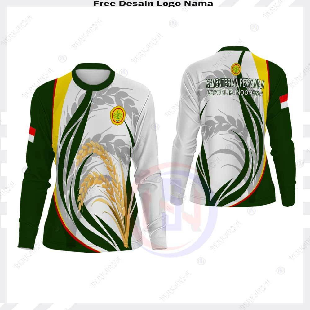 Jersey Kementan Baju Kaos Kementerian Pertanian Republik Indonesia Motif Padi Pria Wanita