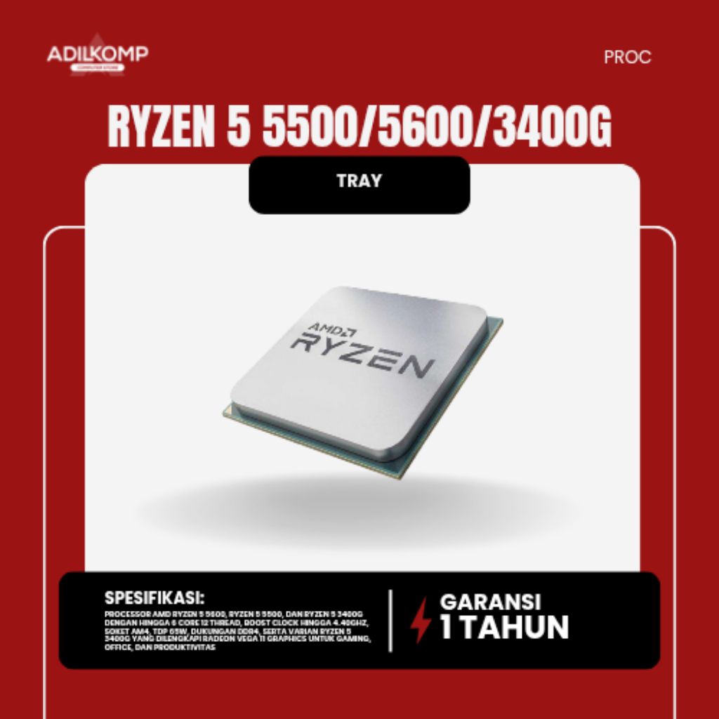 PROCCESOR RYZEN 5 5500/5600/3400G TRAY