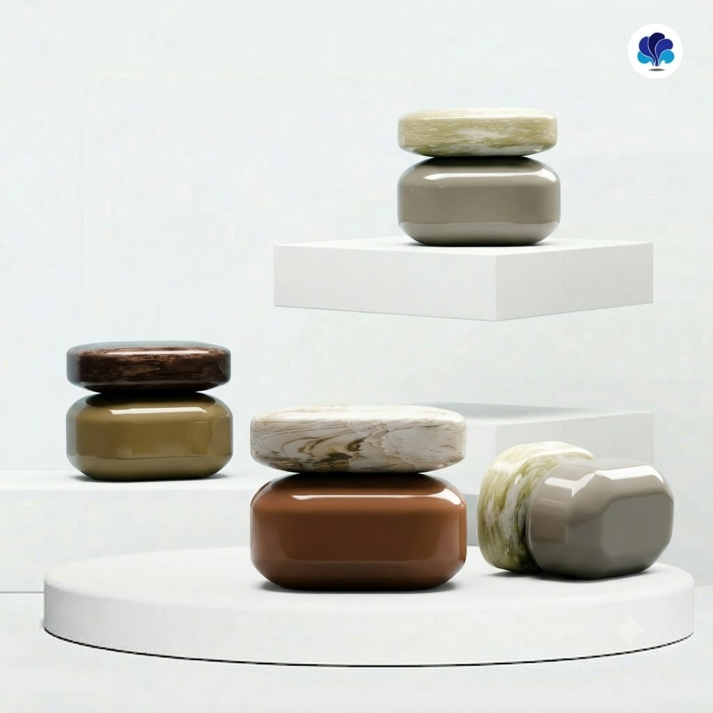 Jar Kosmetik Pebble Stone Tutup Marmer - Kemasan Premium Organik