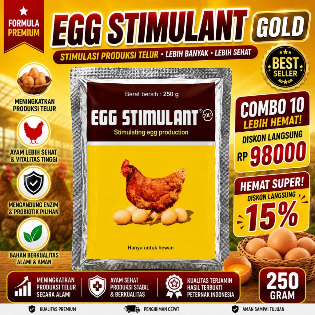 COMBO 10 SUPER HEMAT, Egg Stimulant 250gr Vitamin Ayam Petelur, Pakan Ayam Petelur, Kalsium Ayam Pet