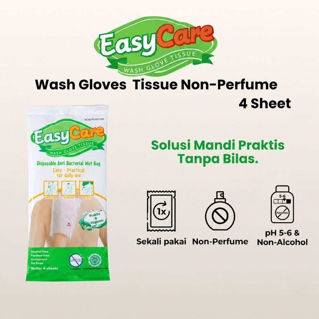 EasyCare Wash Gloves Tissue 4 Sheet / Tisu Basah antibacteri
