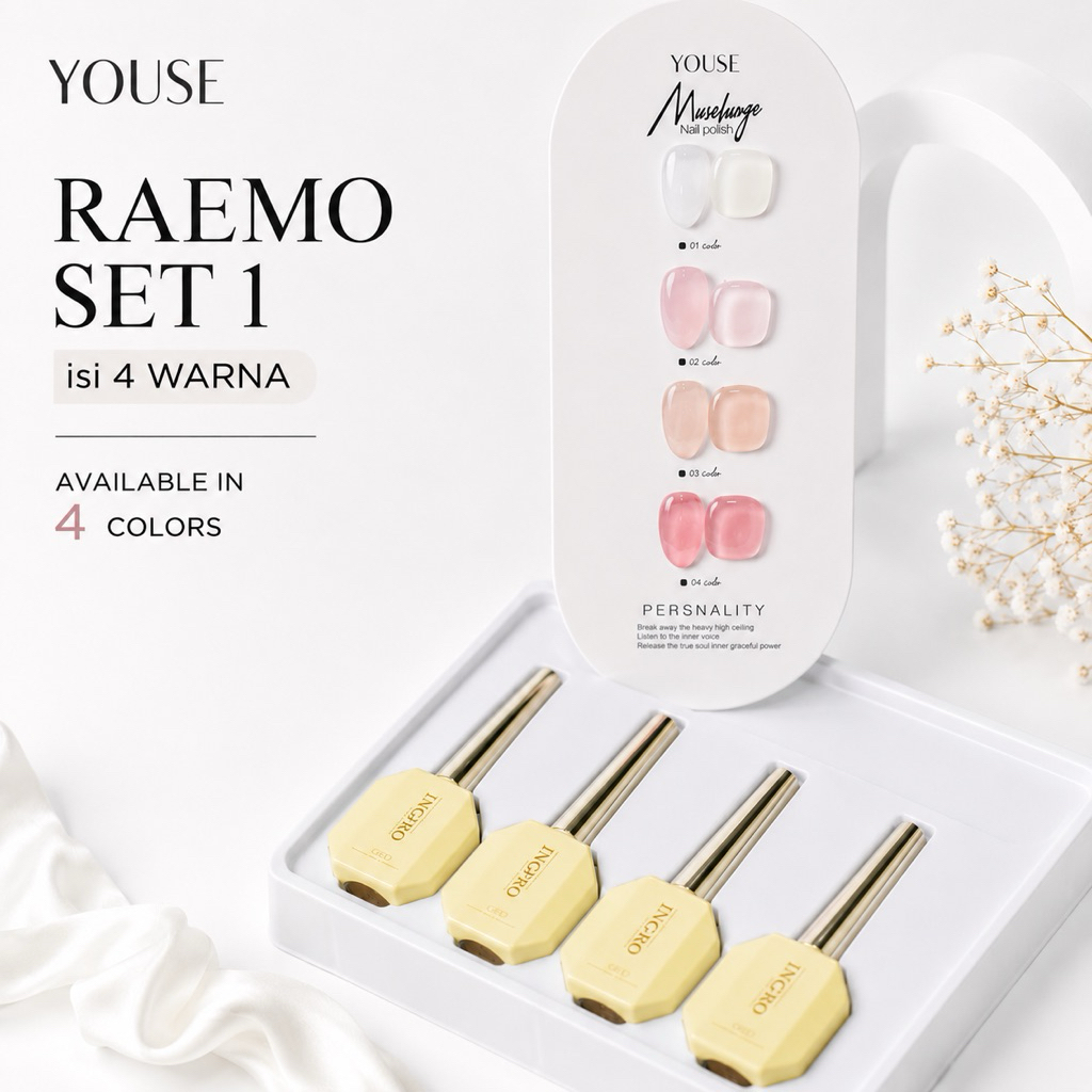 YOUSE RAEMO SERIES ISI 4 WARNA PER SET NAIL GEL POLISH SET KUTEK GEL POLISH SET