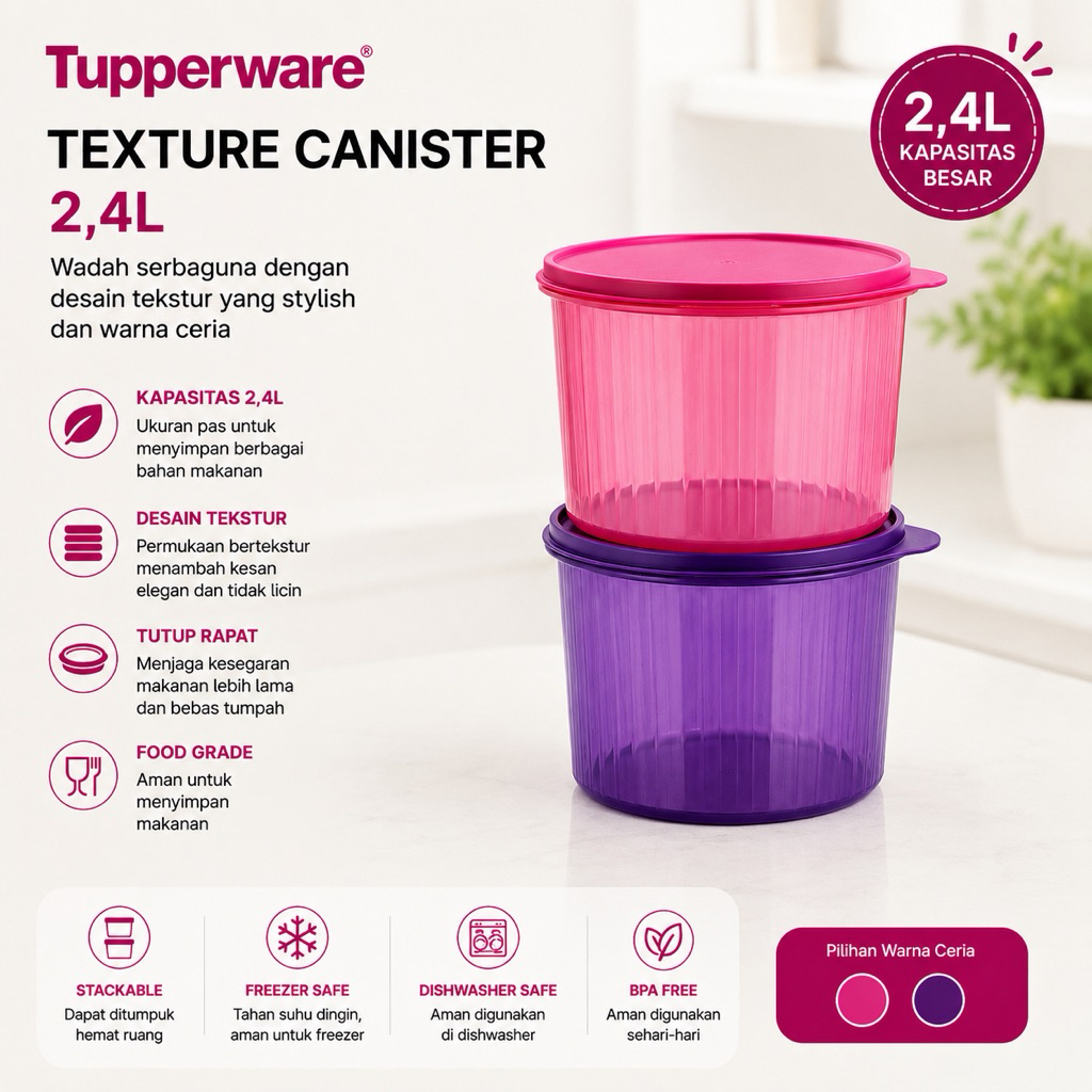 tupperware texture canister 2,4L toples