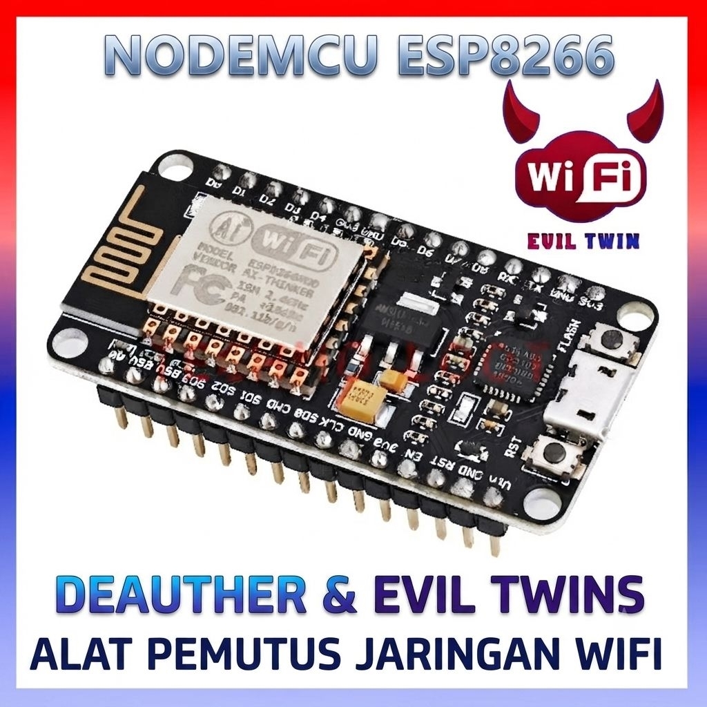 NodemCU ESP8266 _ NETHERCAP 2.7 _ evil twin + deauther + Prank suara, siap pakai