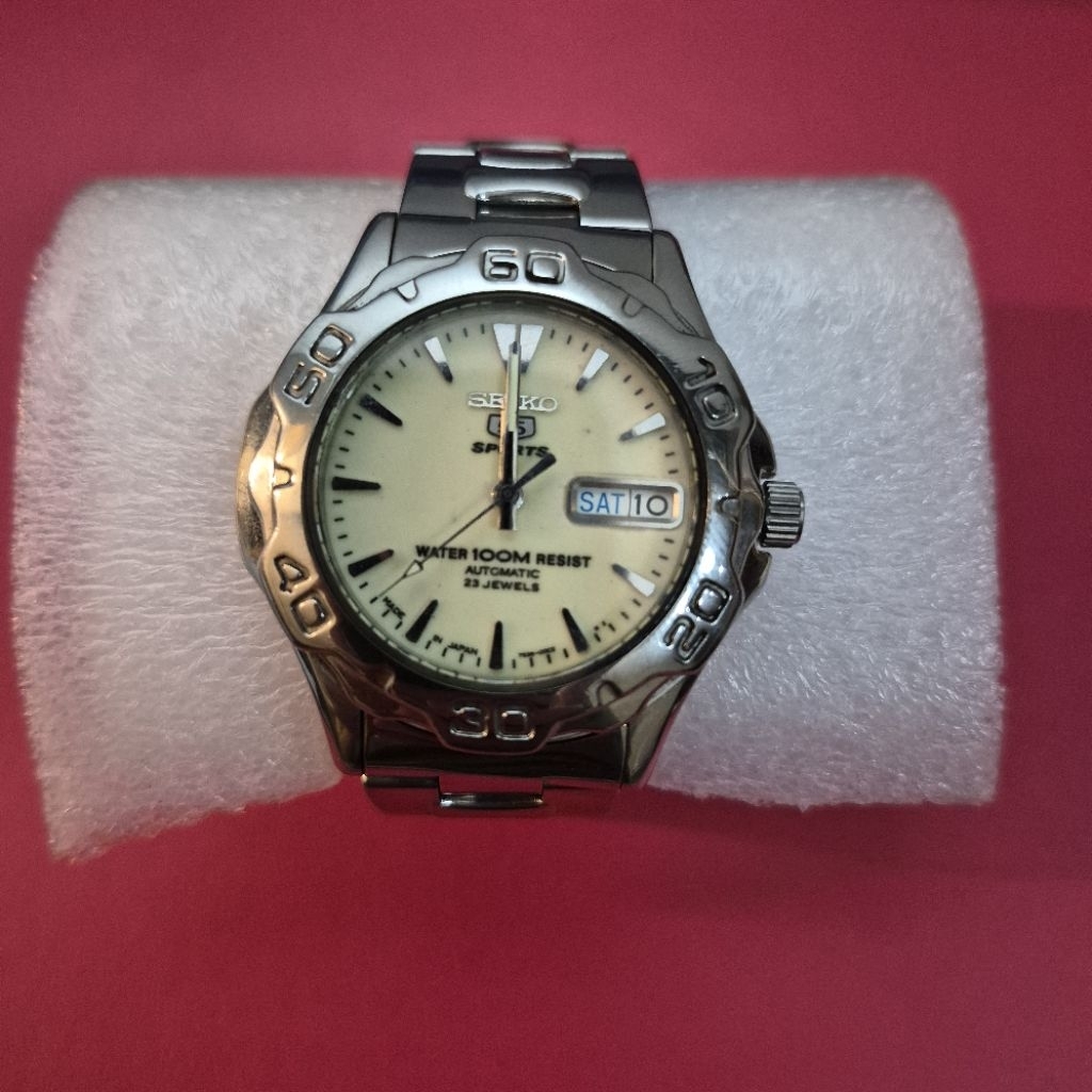 Jam Tangan Pria Seiko 5 Sports Automatic 7S36-00A0 Cream Full Lume Dial SNZ305K1 - Rare Item Second 