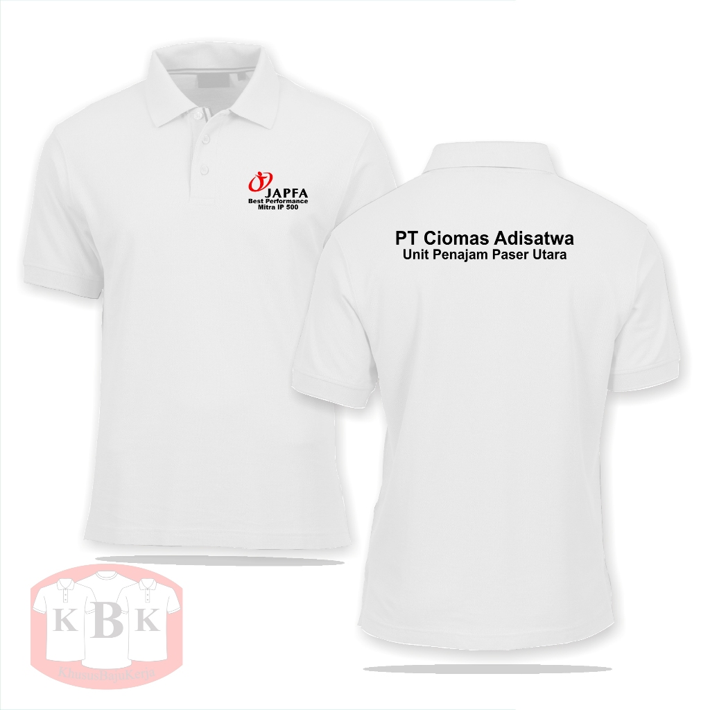 Baju Kantor Kerja Polo Pria Wanita Japfa Mitra IP 500 Custom Kaos Promosi Iklan / Hadiah Souvenir Se