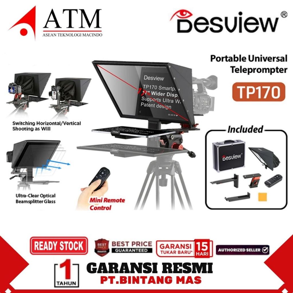 Desview TP170 Portable Universal Teleprompter Camera 17 Inch Desview TP 170 Garansi Resmi