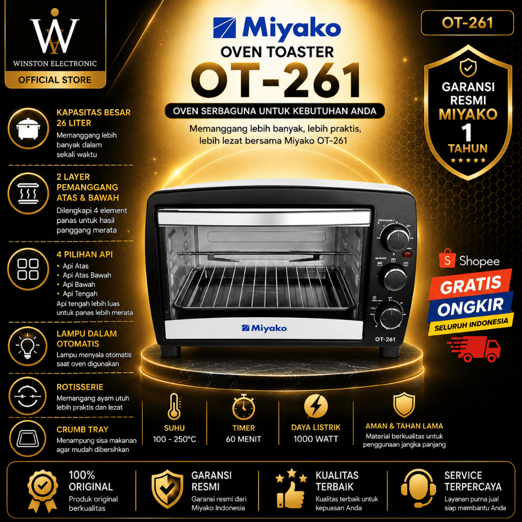 Oven Toaster Miyako OT261 26L/OT-261/OT 261/Oven Miyako/Miyako Oven/Oven Toaster/Oven Murah Miyako